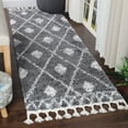 thumbnail image 1 of Diamond Lattice Plush Polypropylene Indoor Shag Runner Rug with Fringe - 2’ 7” x 8', Cream-Black, 1 of 8