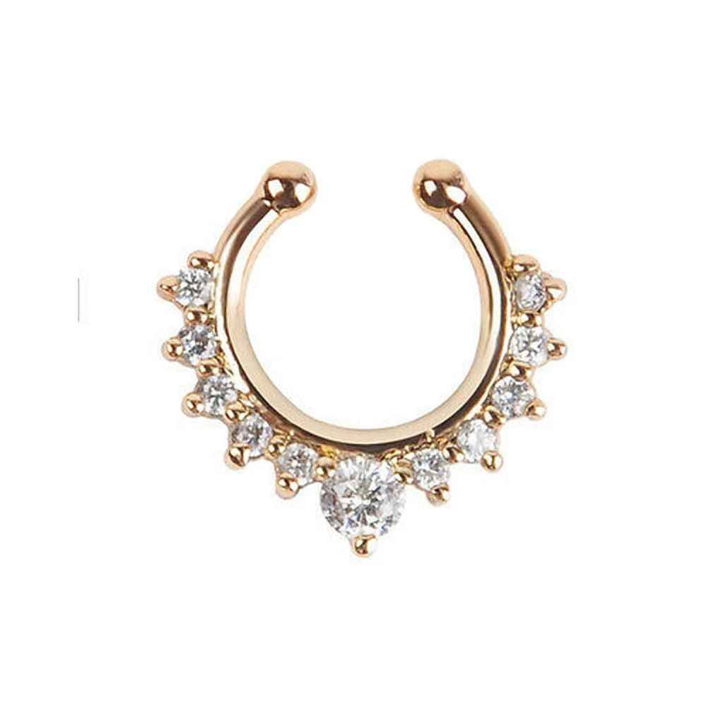 Diamante Silver Nose Ring Hoop Zig Zag Sterling Earrings Fashion Women jewelry 