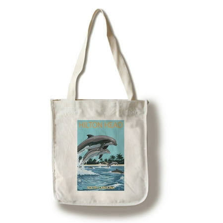 - Hilton Head, South Carolina - Dolphins Jumping - Lantern Press Artwork (100% Cotton Tote Bag - Reusable)