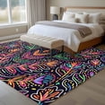 thumbnail image 4 of Area Rug for Living Room, Mexico Flower Non-Slip Indoor Large Carpet for Bedroom/Dining Room, Abstract Geometric Colorful Floral Plant Washable Low-Profile Rectangle Floor Runner Rugs - 5 x 8 Ft, 4 of 8