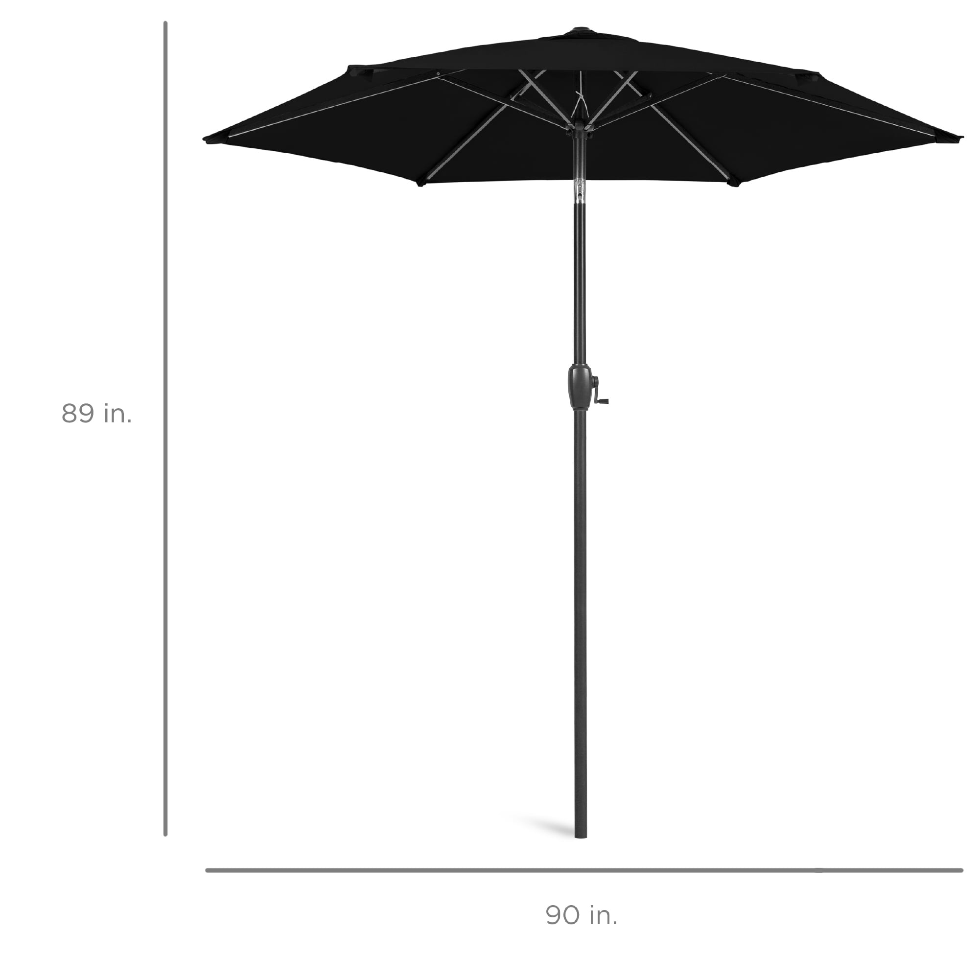 Best Choice Products 7.5ft Heavy-Duty Outdoor Market Patio Umbrella w/ Push Button Tilt, Easy Crank - Black