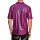 thumbnail image 3 of Camisas INSPIRE CHIC para hombres, de manga corta, con botones, para discotecas, promociones, brillantes, fiesta, camisa disco de los 70, 2XL, rojo rosa, 3 of 5