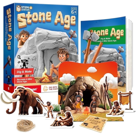 Piano Potato Stone Age Fossil Dig Kit for Kids Ages 6-12, STEM Archaeology Excavation Kit with Mining Tools, Educational Toy for Birthday & Holiday Gift, Explore Ancient History & Crafts