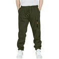 thumbnail image 6 of Spazoro Boys Cargo Sweatpants, Elastic Waist Drawstring Baggy Solid Color Multi-Pockets Straight Leg Pants for Kids Army Green Size 5, 6 of 7