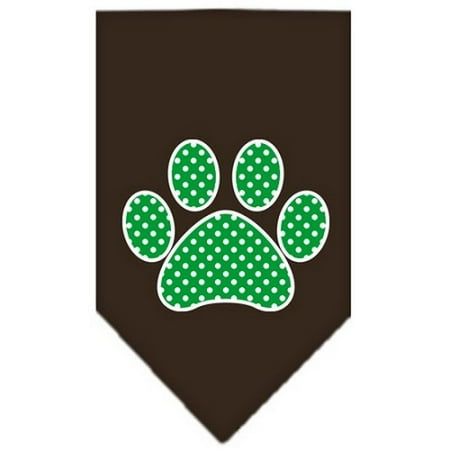 - Green Swiss Dot Paw Screen Print Bandana Cocoa Small