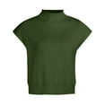 thumbnail image 4 of UJNDER Autumn Winter Solid Color Wool Sweater for Women Temperament High Neck Sleeveless Pullover Green M, 4 of 9