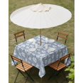 thumbnail image 3 of Light Blue White Leaves Outdoor Tablecloth with Umbrella Hole, Spring Pastoral Rustic Botanical Spillproof Waterproof Outdoor Table Cover, Patio Tablecloths for Party/Garden/Picnic, Square 54"x54", 3 of 9