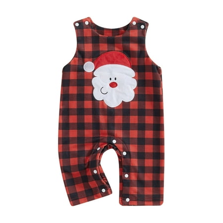 

Binshrliy Newborn Baby Girls Boy Christmas One-pieces Plaid Santa Claus Embroidered Long Sleeve Jumpsuit 6M 12M 18M 24M Infant Romper Casual Clothing