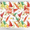 thumbnail image 1 of Whimsical Halloween Shower Curtain with Colorful Witch Hats, Cats & Pumpkins, 1 of 4