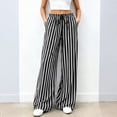 thumbnail image 6 of Bbyeadc Palazzo Pants for Women Drawstring Striped Loose Wide Leg Trousers Casual Pants Comfy Lounge Pants with Pockets,Black (XL), 6 of 6