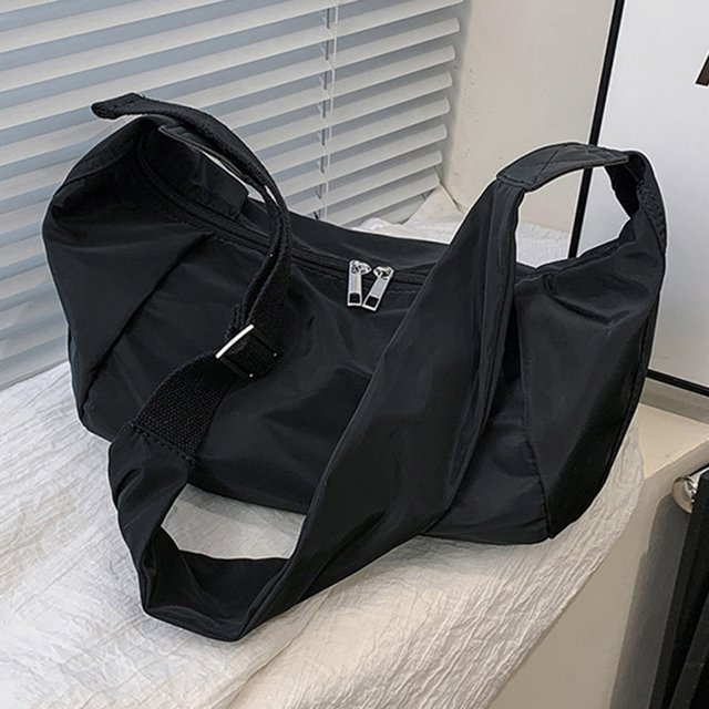 Bolso cruzados para mujer Bolso de mano de nailon de gran capacidad para bolas de masa hervida Bolso para niñas (Negro)
