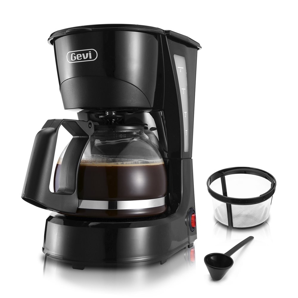 Gevi Automatic Drip Coffee Maker One Button Control, 4 Cup, 600mL