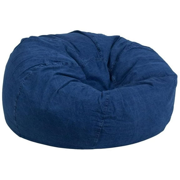 Bowery Hill Contemporary Oversized Bean Bag Chair in Denim Finish