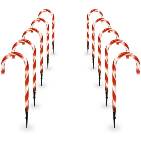 Outside Christmas Decorations For Sale Best Choice Products 15in Indoor/Outdoor Christmas Candy Cane Pathway Marker Lights Set of 10 Holiday Decoration, 25ft Total Length ()