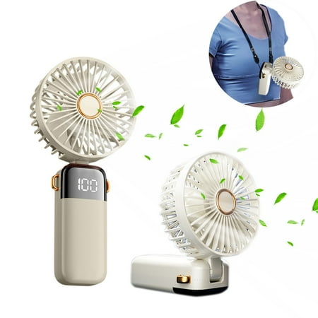 

Fans on Clearance ASXITE Fans that Blow Cold Handheld Fans Digital Display Folding Fan USB 5-speed Rechargeable Small Fan Portable Handheld Fan
