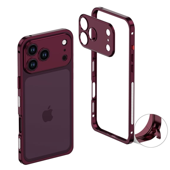 Designed for iPhone 18 Pro Frame Metal Bumper Frame Slim Hard Phone Case,With Lens Protector,Raised Edge Protection,No Back Heat Dissipation Design,Shockproof Phone Case,Winered