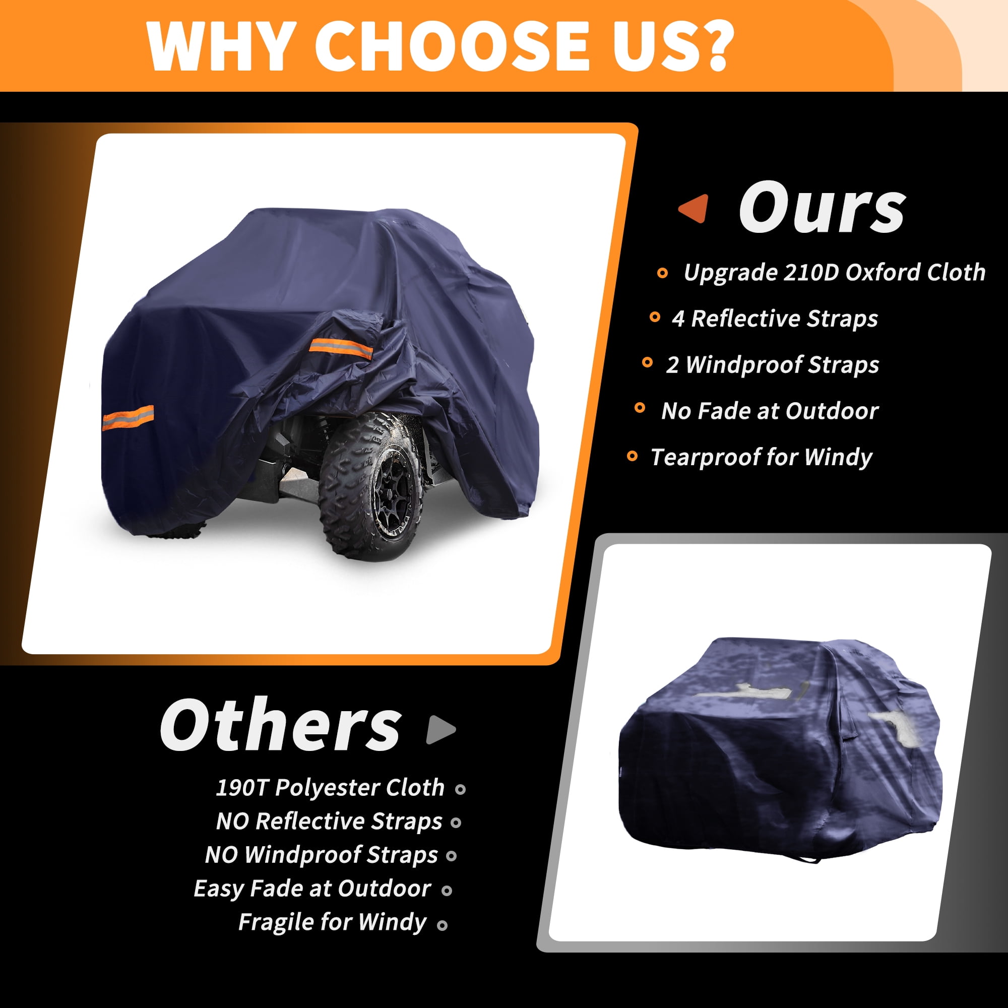 Unique Bargains ATV Cover Waterproof for Kawasaki Brute Force 75 Protection Navy Blue