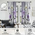 thumbnail image 3 of Purple Floral Window Curtain Lavender Lilac Rustic Flowers Country Butterfly White Daisy Abstract Black Leaves Living Room Bedroom Window Drapes Treatment Fabric 1 Pair, 42" W x 63" L, Wooden, 3 of 6