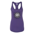 thumbnail image 2 of Wild Bobby Radiating Sun Puff Print Fashion Ladies Racerback Tank Top, Purple Rush, Medium, 2 of 6