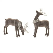 Melrose Reindeer with Wreath Christmas Figurines - 13" - Set of 2