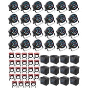 (24) Rockville RockPAR50 LED RGB Par Can DJ/Club DMX Wash Lights+Cables+Bags