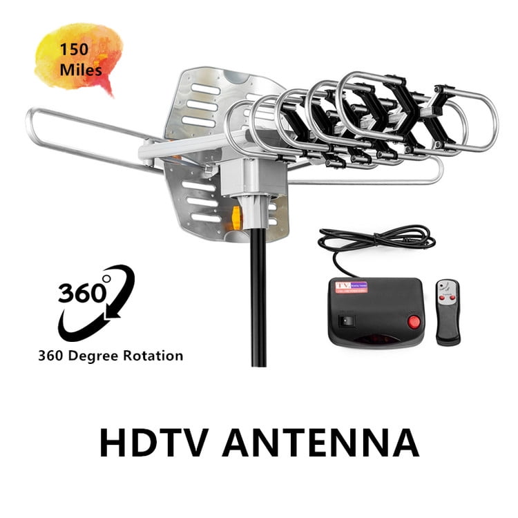 TV Antenna, Outdoor Amplified HDTV Antenna, 150 Mile Range 360