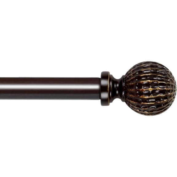 eTeckram 5/8" Single Curtain Rod with Balle Finials,Bronze Gold,48‘’-84‘’