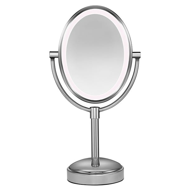 Conair Oval Shaped Led Double Sided, Danielle Led Lighted Two Sided Makeup Mirror 15x Magnification Chrome