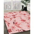 thumbnail image 3 of Ahgly Company Machine Washable Indoor Round Transitional Light Rose Pink Area Rugs, 4' Round, 3 of 7