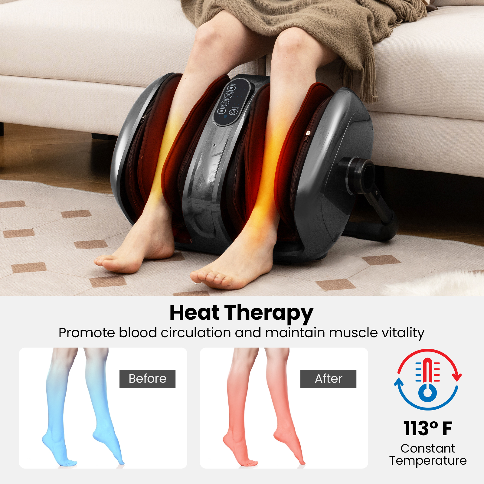 Giantex Foot & Calf Massager w/Heat, Deep Kneading Shiatsu Massager Machine, Gifts for Elder Men Women, Grey
