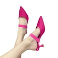 thumbnail image 5 of YYUIJK Women's High Heel Closed Toe Sandals Ladies Pointed Toe Cross Ankle Strap High Heel Pumps Business Wedding Party Dress Sandals Hot Pink 6.5, 5 of 6