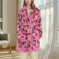 thumbnail image 5 of Taylonsss Womens Winter Flannel Hooded Long Robe Thickened Fleece-Lined Heart Print Cozy Loungewear Homewear, 5 of 6