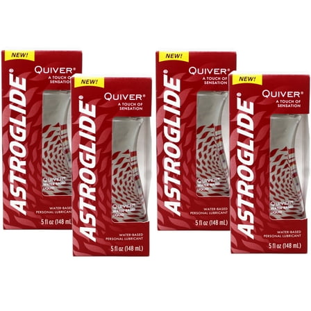 4 Pack - Astroglide Quiver Personal Lubricant, Water Based Lube, 5 FL OZ