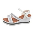 thumbnail image 2 of THDHVS Wedge Sandals for Women,Women's Sandals,Women's Fashion Shoes Spring New Beach Leisure Thick Bottom Wedge Sandals White 6.5, 2 of 6