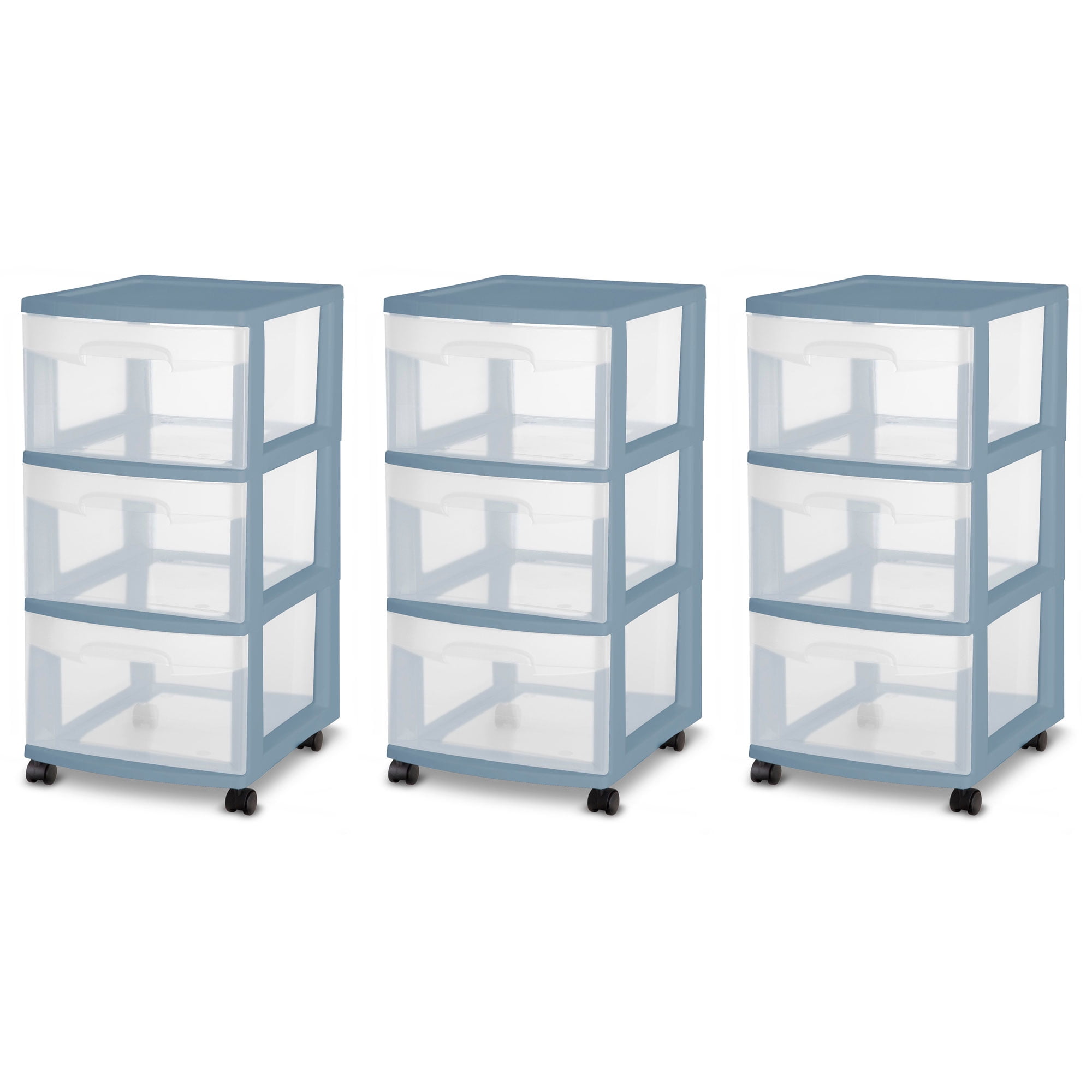 Sterilite 3 Drawer Rolling Caster Wheel Home Organizer Storage Cart (3