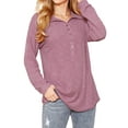 thumbnail image 6 of Xuanfei Women Lapel Collar Button Down Long Sleeve Knit Top, 6 of 7