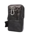 thumbnail image 4 of Bolso de teléfono negro para hombre, bolsos de negocios vintage de cuero genuino, bolsos de viaje multifuncionales, mochilas cruzadas, bolsos de mano, riñonera, 4 of 5