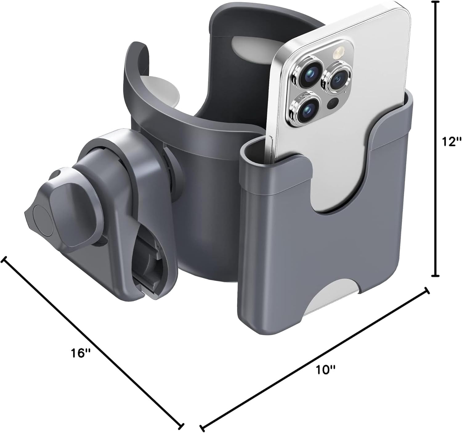 Cup Holder for Walker: Stroller Cup Holder Attachment with Phone Holder, Wheelchair/Stroller Accessories for Uppababy, Nuna, Doona, Rollator, Bike, Scooter, Baby Travel Essential