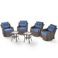 thumbnail image 5 of POCASSY Outdoor Swivel Patio Chairs Set of 4, 6-Inch Thick Cushions All Weather Outdoor Brown Wicker Swivel Glider Rocking Chairs with Side Tables for Porch Deck - Blue, 5 of 12