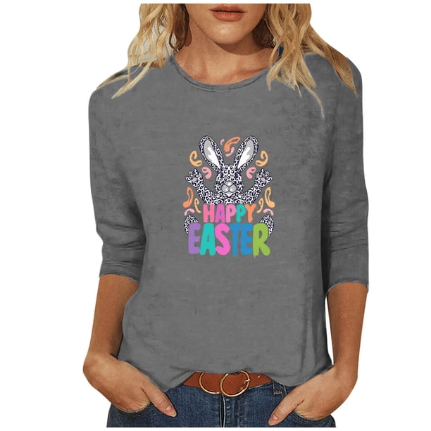 Mujeres 3/4 Manga Tops Impresión Casual Cuello Redondo Camiseta Top Blusa, Poliéster Toda la Temporada