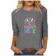 thumbnail image 1 of Mujeres 3/4 Manga Tops Impresión Casual Cuello Redondo Camiseta Top Blusa, Poliéster Toda la Temporada, 1 of 4