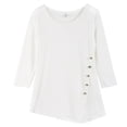 thumbnail image 1 of Women Dress Loose Blouse Irregular Bottom Decorative Buttons Long Sleeve Dress, 1 of 6
