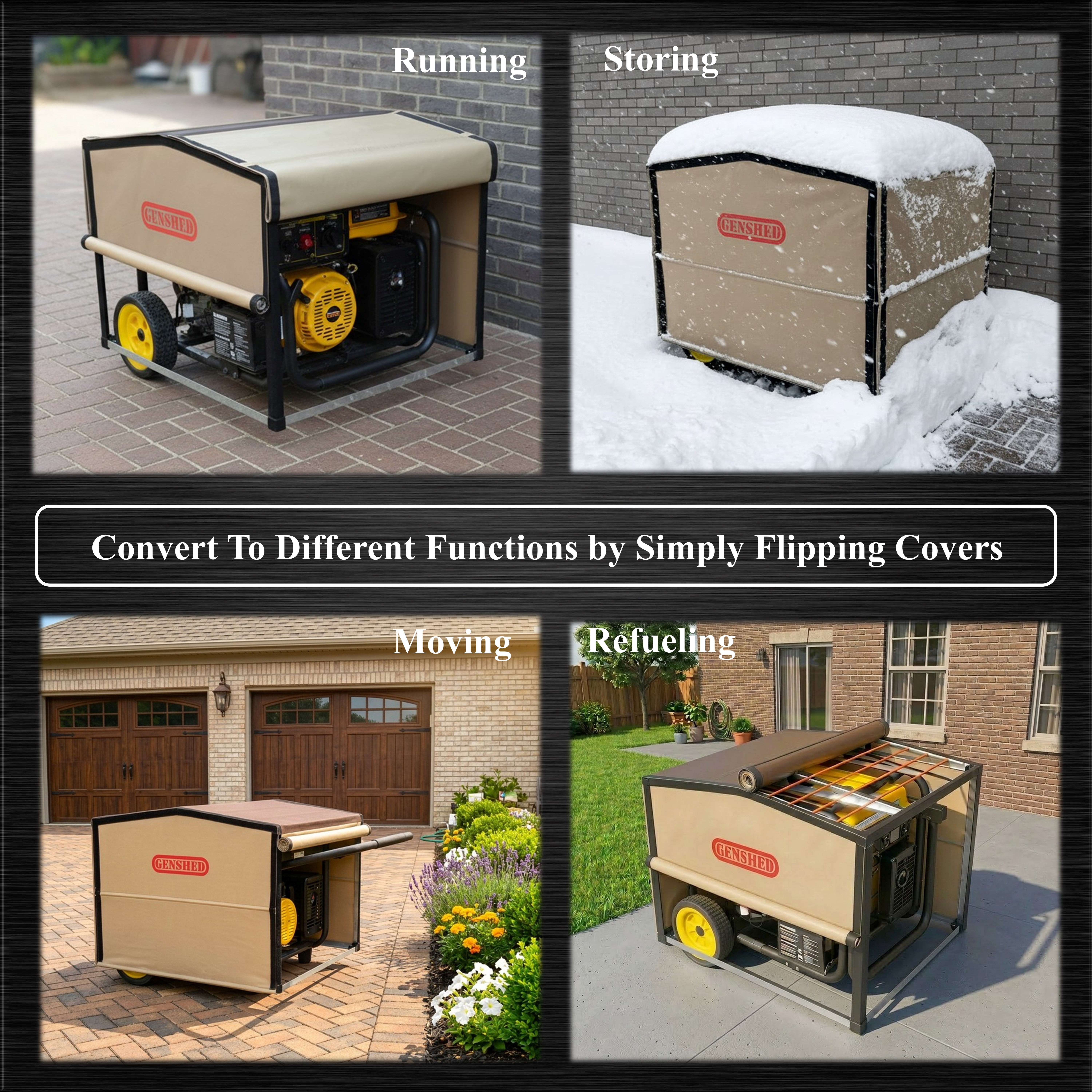 GENSHED Generator Shed For Storing & Running Generator Outdoor - Combining Generator Covers While Running & Generator Covers for Outside Storage into one (GCE)