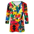 thumbnail image 7 of Idoravan Women's V-Neck 3/4 Sleeve Tee - Printed Casual Blouse, 7 of 7