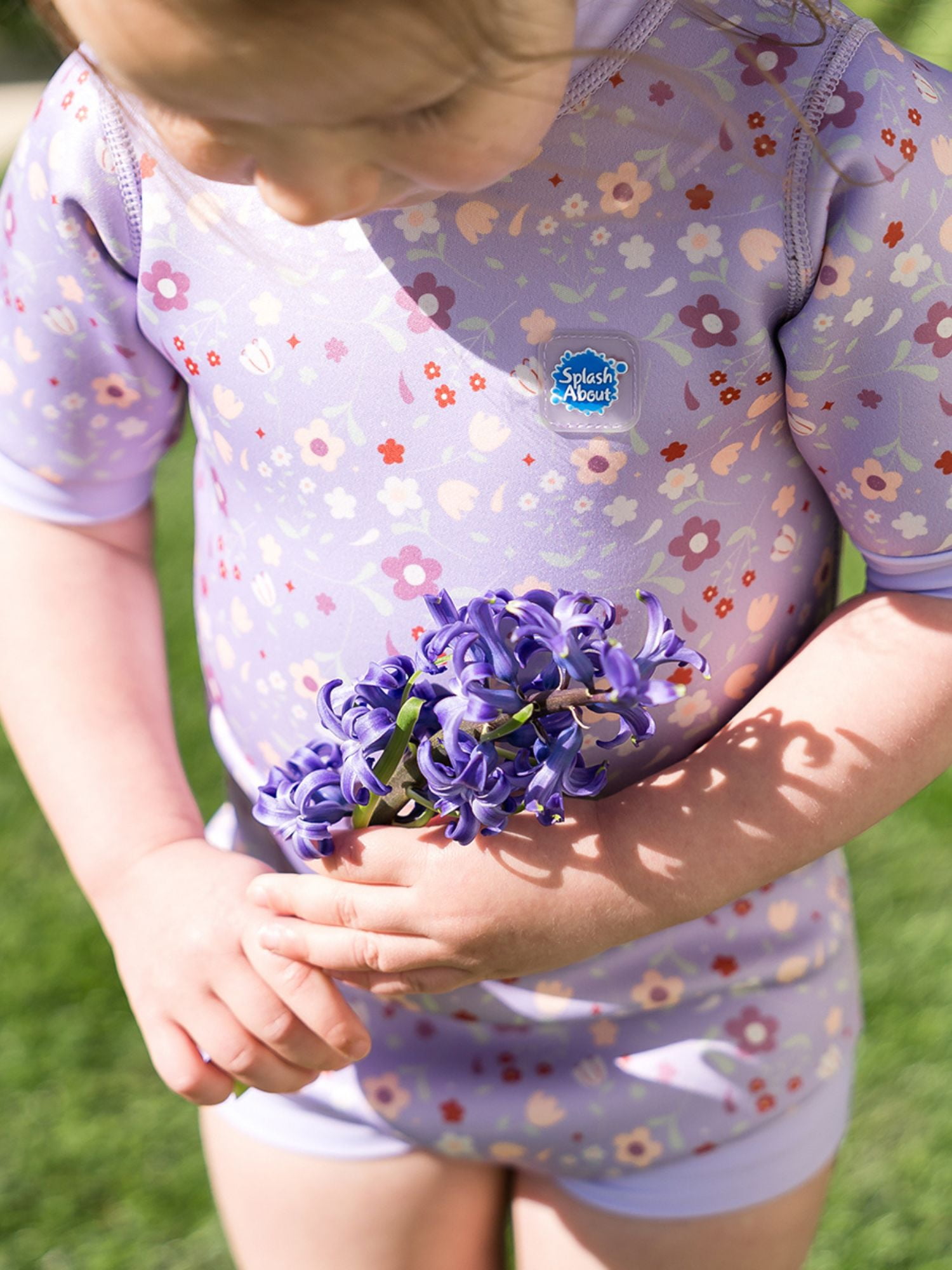 Splash About Happy Nappy™™ Wetsuit with Swim Diaper with Swim Diaper, Lilac Spring, 0-4 Months