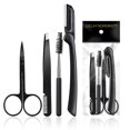 thumbnail image 1 of Kit de maquinilla de afeitar para cejas 4 en 1, juego profesional de cuidado de cejas para mujeres y hombres, incluye maquinilla de afeitar para cejas, cortadora, pinzas, tijera, rodillo para pestañas, 1 of 5