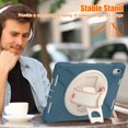thumbnail image 4 of For iPad 11th 2025 11 inch/iPad 10th 2022 10.9 inch Case, 360 Hand Strap, Shoulder Strap, Kickstand, Rugged Drop Protection, Cornflower Blue, 4 of 7