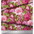 thumbnail image 2 of Soimoi Poly Georgette Fabric Leaves & Peony Floral Print Sewing Fabric Yard 52 Inch Wide, 2 of 3