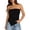 Black, variant on Irregular Slit Front Ruched Bodice Top Bodycon Strapless Crop Shirt for Night Out Strapless Bra Larger Women