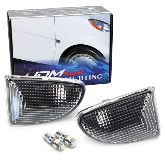 Euro Clear Lens White LED Bulb Front Side Marker Light Kit For 2007-15 Smart Car Fortwo, Replace OEM Sidemarker Lamps